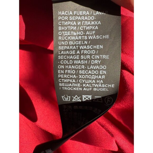 The Kooples Red Long Sleeve Mini Dress Elastic Waist Ruffled Viscose Sz US 8 - Picture 7 of 15